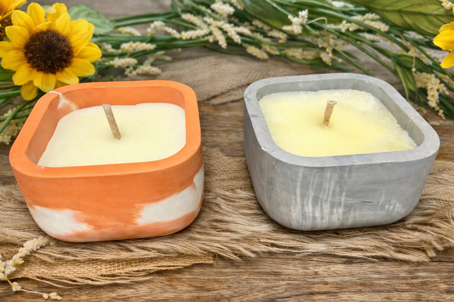 Tallow and Beeswax Concrete Candles - Natural Lighting in Stylish Vessel