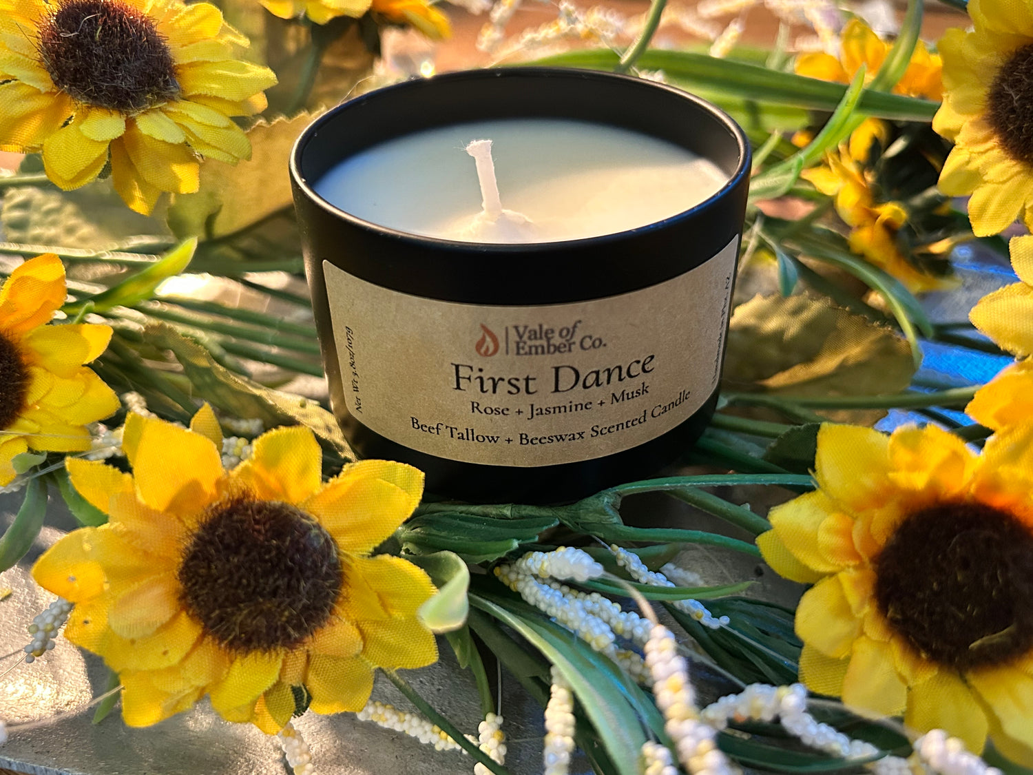 First Dance romantic tallow candle - elegant natural beeswax scented candle