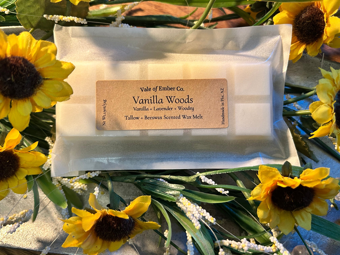 Vanilla Woods tallow and beeswax wax melts - warm vanilla cedarwood natural scented wax melts