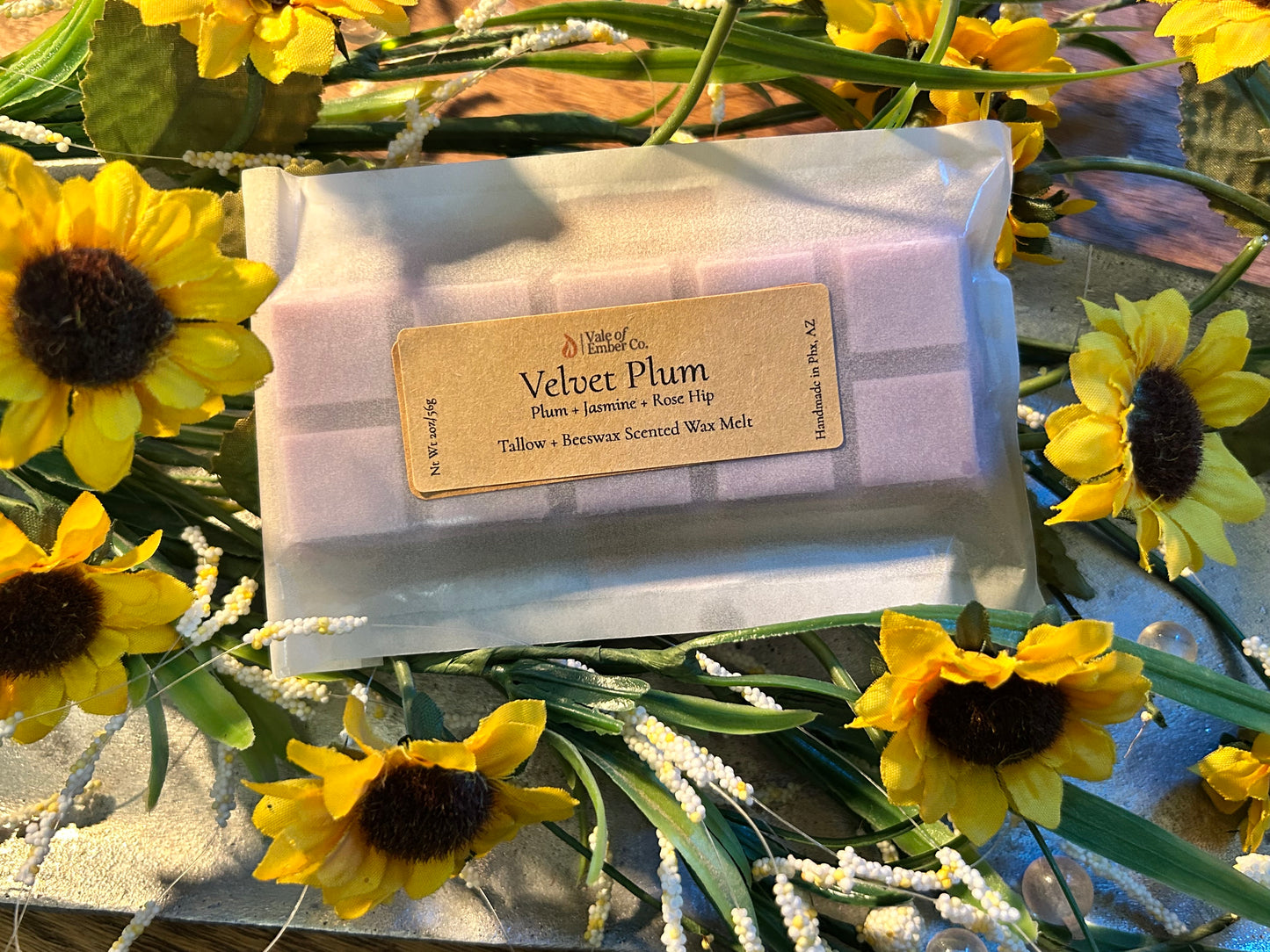 Velvet Plum luxury tallow wax melts - rich plum scented natural beeswax wax melts by Vale of Ember Co.
