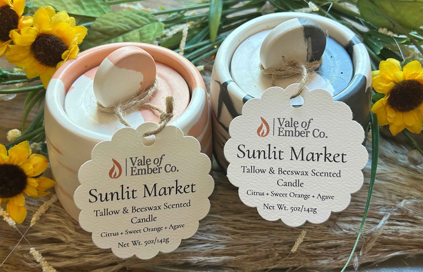 Tallow and Beeswax Concrete Candles - Natural Lighting in Stylish Vessel